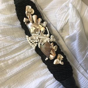 Vintage Wrap Black Seashell Belt
